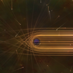 "This illustration shows how photons are bent around a black hole by its gravity."